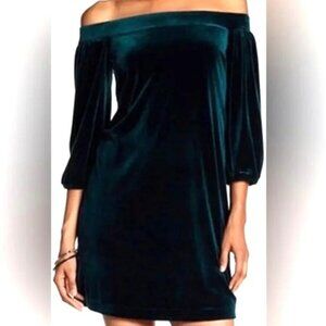 NEW Vince Camuto Deep Emerald Green Velvet Dress Sz S Off Shoulder NWT